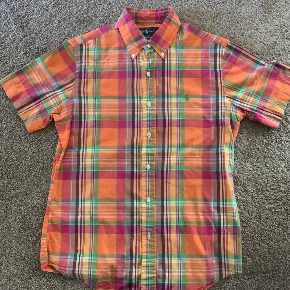 Polo Ralph Lauren Men's Classic-Fit Plaid short sleeve Cotton Shirt (M)